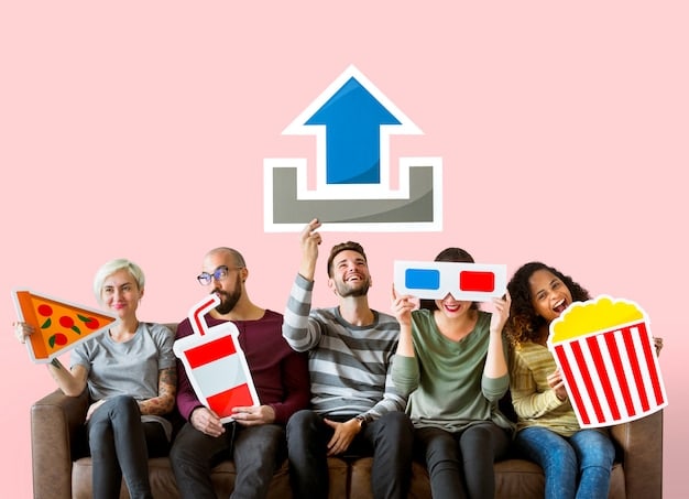 A graphic illustrating the market share of different streaming services like Netflix, Disney+, and Hulu, with a subtle overlay of 90s imagery, symbolizing the influence of these platforms on reviving 90s content.