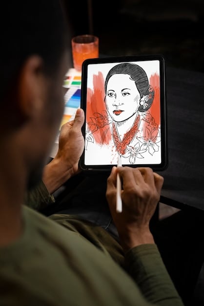 A split-screen image showing a comic book artist using an AI tool on a tablet. On one side, the artist is sketching, while on the other, the AI is generating detailed artwork based on the sketch.