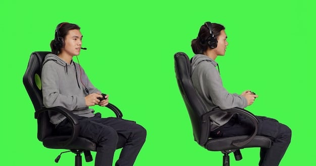 A person sitting in an ergonomic gaming chair with proper posture, showcasing a healthy and supportive gaming setup.