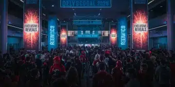 Excited fans and cosplayers at the entrance of Comic Con 2026, ready for exclusive reveals