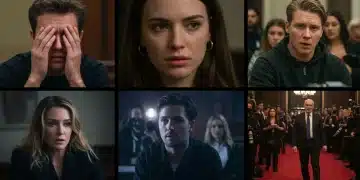 Dramatic collage illustrating the top 5 celebrity scandals of early 2026, showing media frenzy and public impact.