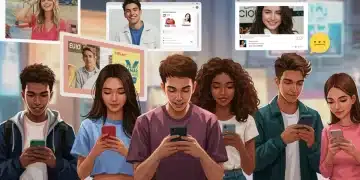 Gen Z engaging with influencer content over traditional ads, symbolizing trust in digital personalities for brand endorsements.