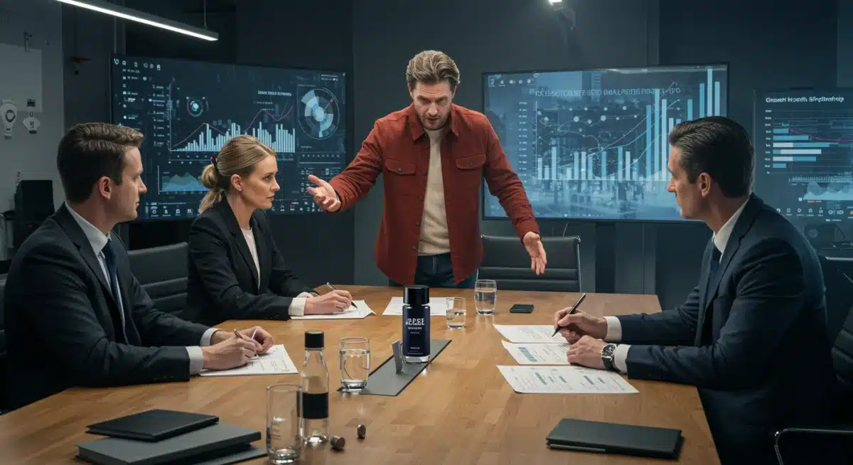 Celebrity in a strategic meeting, symbolizing equity partnerships and long-term brand investment.