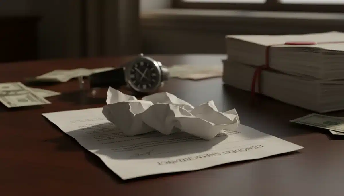 Crumpled endorsement contract representing lost deals and financial repercussions from celebrity scandals.