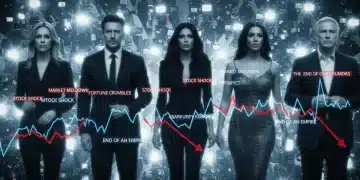 Dramatic image symbolizing the financial impact of celebrity scandals in early 2026 with blurred celebrity figures and downward financial graphs.
