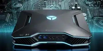 Futuristic gaming console showcasing US hardware innovation for 2026