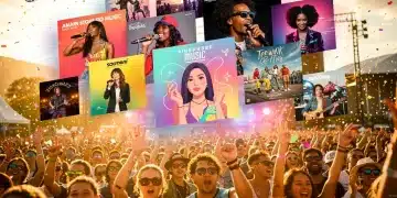 Dynamic collage of diverse music artists and album covers for Summer 2026 releases.